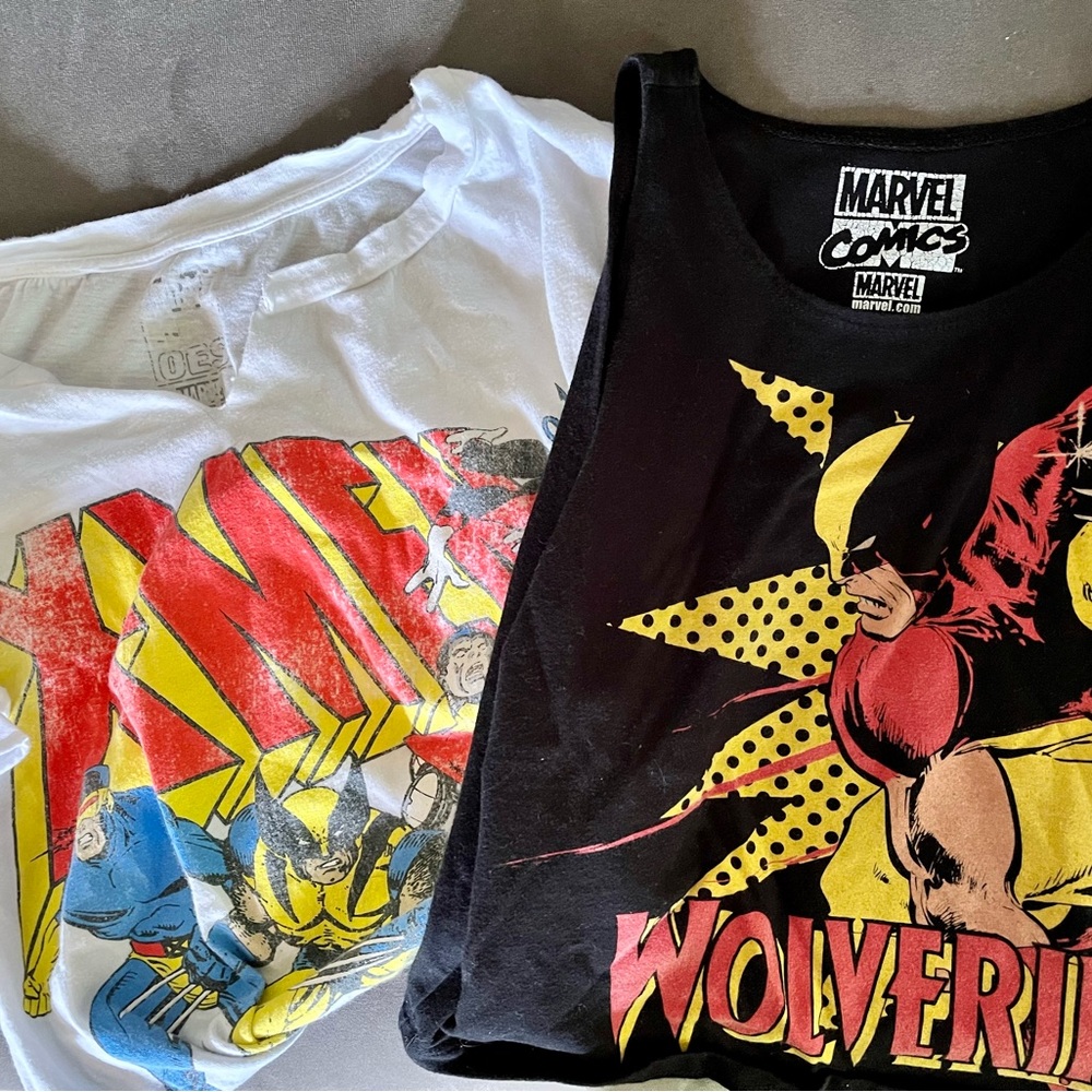 2 Vintage Marvel X-Men T-shirts altered, Small, XS